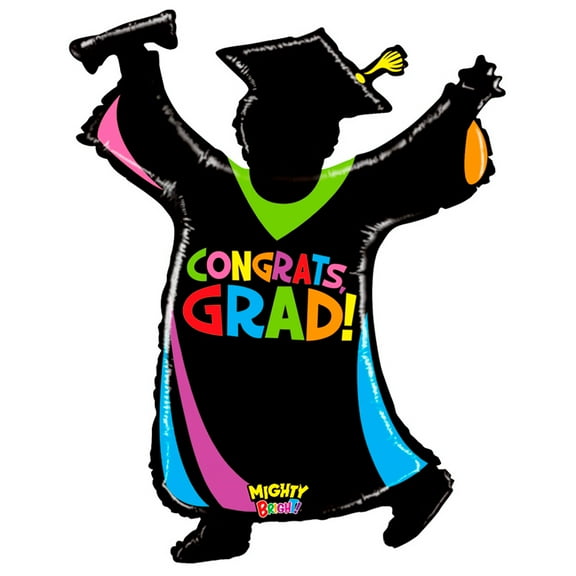 Betallic Mighty Grad Silhouette Helium Shape 46" Foil Balloon, Black Multi