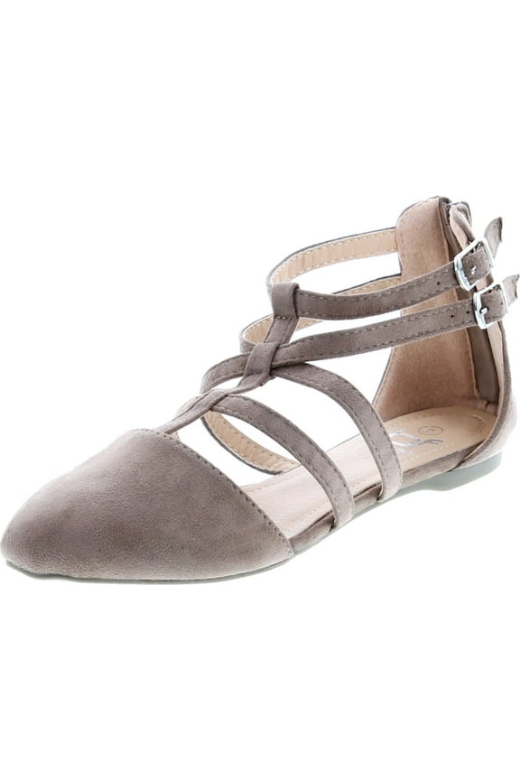 Abela-1 Women's Double Ankle Strap T-Strap Ballerina Flats Half Size Big