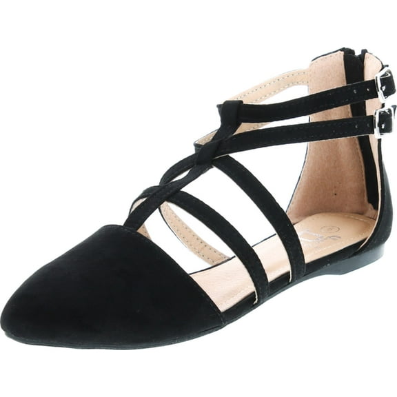 Betani Abela-1 Women's Double Ankle Strap T-Strap Ballerina Flats Half Size Big