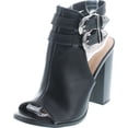 thumbnail image 1 of Betani Jillian-10 Women's Peep Toe Buckle Strap Chunky Stacked Heel Ankle Booties, 1 of 7