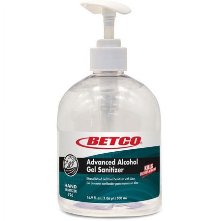 Betco Advanced Hand Sanitizer Gel - Fresh & Light Scent - 16.9 fl oz (500 mL) - Pump Bottle Dispenser - Kill Germs - Skin, Hand - Clear - Non-sticky, Residue-free, Quick Drying | Bundle of 10 Each