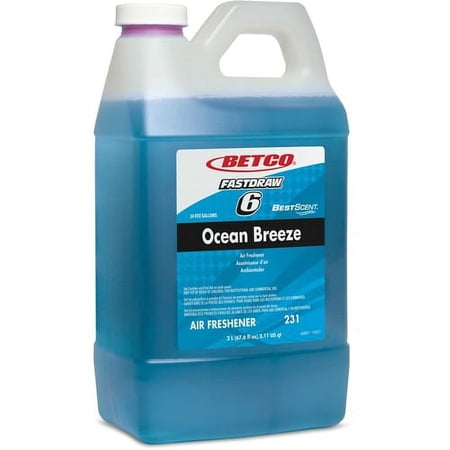 Betco BestScent Ocean Breeze Deodorizer - Concentrate Liquid - 67.6 fl oz (2.1 quart) - Ocean Breeze Scent - 4 / Carton - Turquoise | Bundle of 2 Cartons