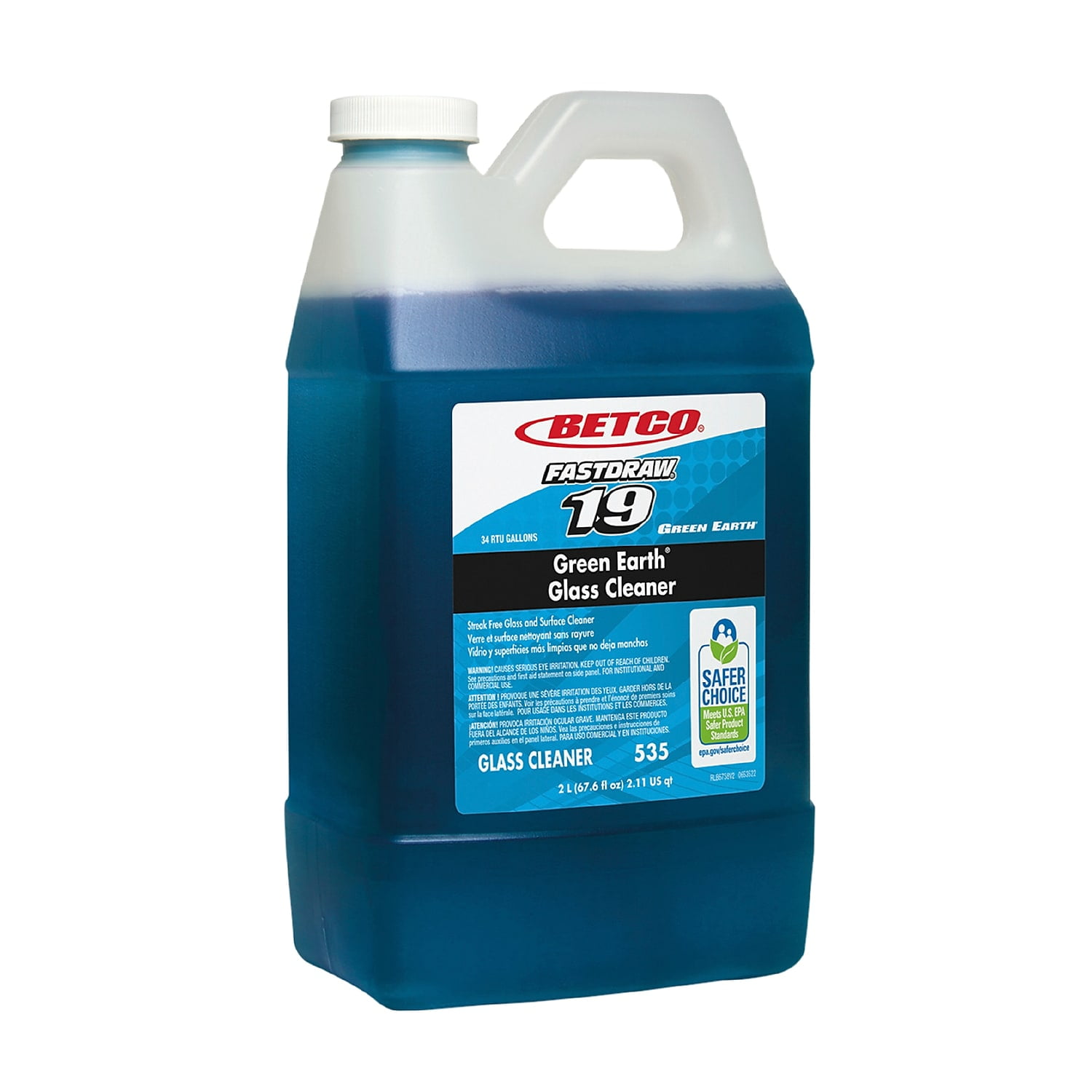 Betco FASTDRAW 19 Green Earth Streak-Free Glass & Surface Cleaner 67.6 oz. 4/Carton (5354700)