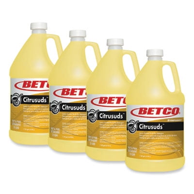 Betco Symplicty Citrusuds Manual Dishwashing Detergent, Lemon Scent, 1 Gal Bottle, 4/Carton