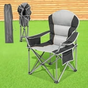 Portable 38.8 " Width Seat Folding Camping Chair Directors Chair Foldable Chair for Makeup Artist, Sports Event, Craft Show, Supports 500LBS Gray Black