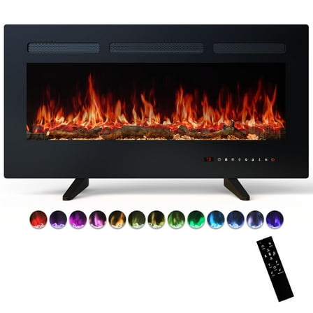 Betcozy Electric Fireplace, 36" Fireplace Heater with Remote, Adjustable Flame Color with Timer, Touch Screen, 1500W/750W Wall Mounted, Recessed Insert, Freestanding