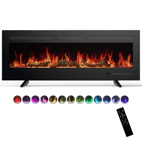 Betcozy Electric Fireplace, 42" Fireplace Heater with Remote, Adjustable Flame Color with Timer, Touch Screen, 1500W/750W Wall Mounted, Recessed Insert, Freestanding