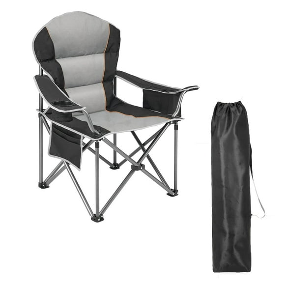 Betcozy Oversized Folding Camping Chair- 500 lbs Heavy-Duty Support , Ultra-Comfortable Design for Adults, Includes Cooler Bag for Outdoor Lawn, Sports & Travel, Black, 1 PCS