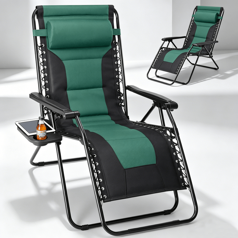Betcozy Padded Zero Gravity Chair Heavy Duty 450lbs Capacity Reclining Lounge Built In Cushioned Folding Patio Chair XL Side Tray Adjustable Pillow G: Buying Advice That Holds Up