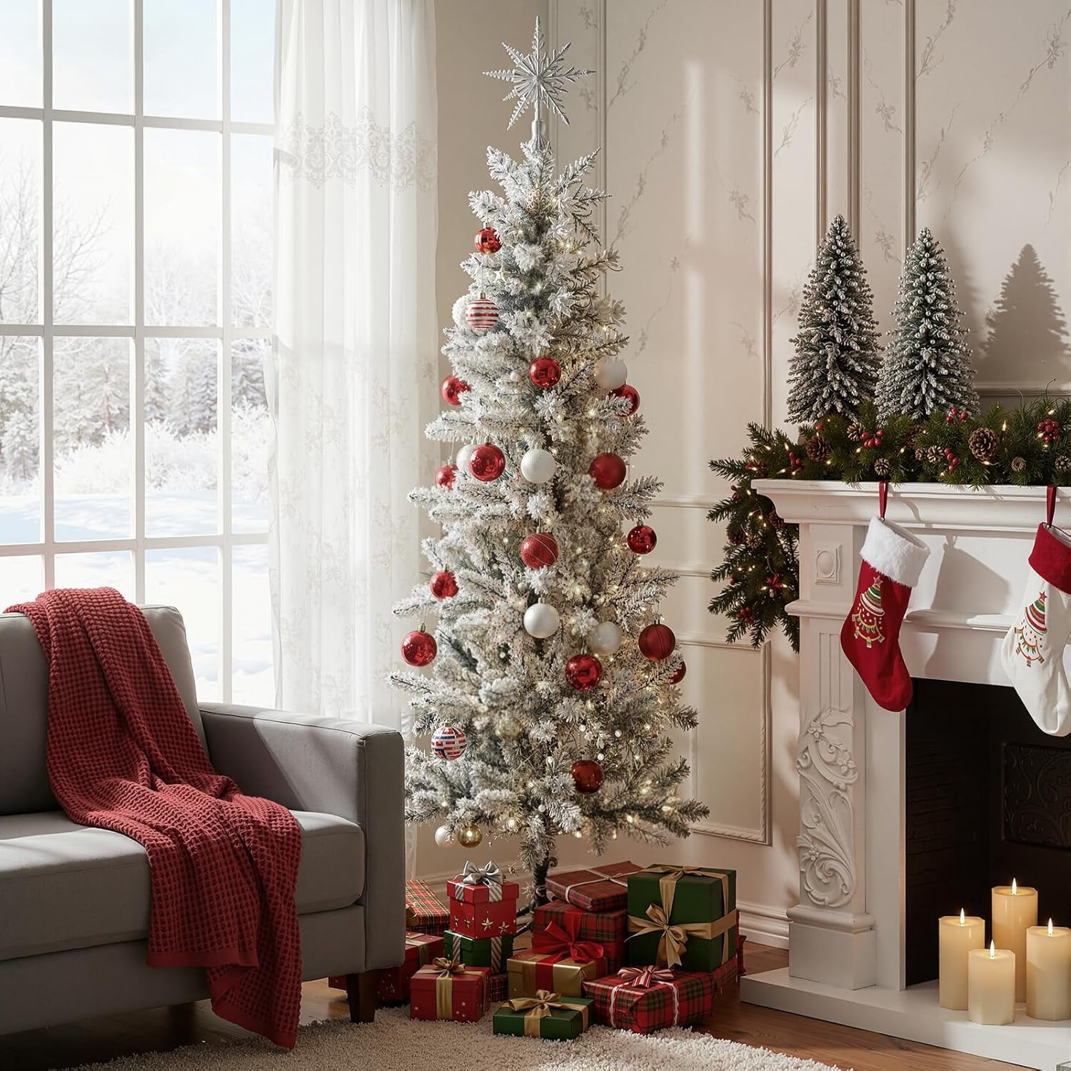 Betcozy Pre-lit Christmas Tree with Lights, 6ft Artificial Spruce ...