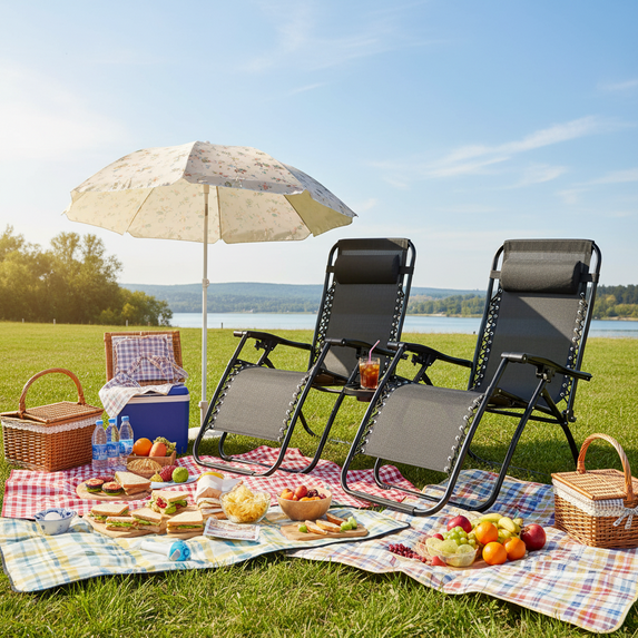 Betcozy Zero Gravity Chairs, Set of 2 Patio Folding Lawn Outdoor Lounge Gravity Camp Reclining Lounge Chair with Cup Holder Pillows for Poolside Backyard and Beach(Black)