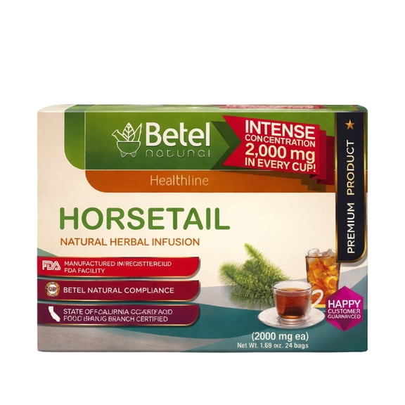 Betel Natural Horsetail Tea  Natural Herbal Infusion Tea Bags,  24 Count, Caffeine-Free Herbal Tea | T de Cola de Caballo