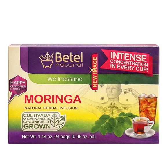 Betel Natural Moringa Herbal Tea 24 Bags, Caffeine-Free Natural Herbal Infusion, Organically Grown Moringa Leaves