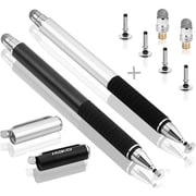 MEKO 1 Gen 2-in-1 Stylus Pen with Microfiber and Suction Tip - Compatible with All Touch Screens Smartphones, Laptops - Includes 2 Replacement Fabric Tips & 4 Suction Tips