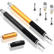 MEKO Dual-Tip Stylus Pen with Suction Cup & Fiber Tip for Phones, Tablets, Switch - Includes 2 Tips, 4 Cups