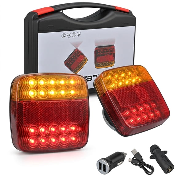 Beteliva Wireless Magnetic Trailer Lights, Rechargeable LED Trailer Light Kit with Strong Magnetic Base, Waterproof Portable Tow Lights for Trucks, Boats, RVs, SUVs and Trailers, 2-Pack