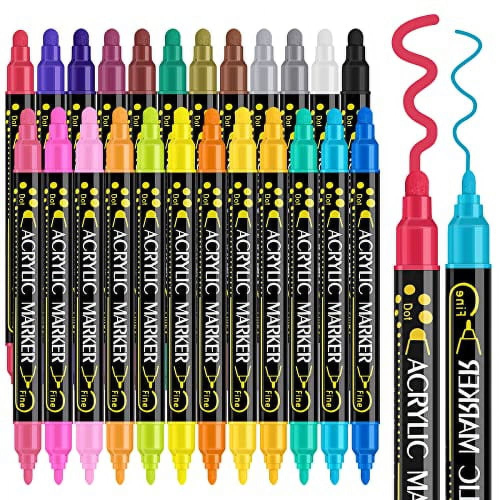 Arrtx Acrylic Paint Markers, 10mm Felt Tip Jumbo Markers, 12 Pack
