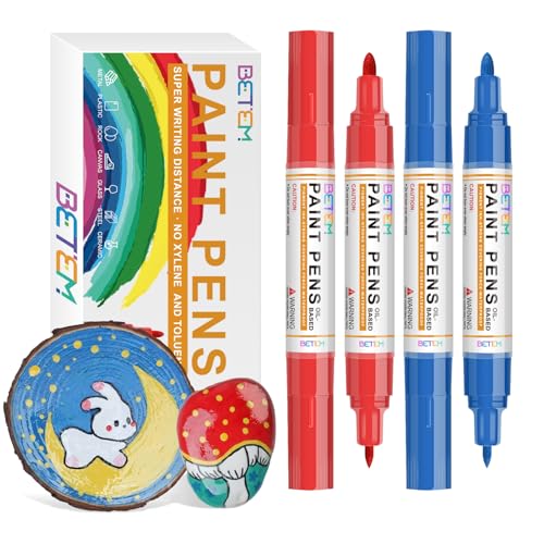 Betem Oil Based Paint Markers, Dual Tip Paint Pens(0.7mm & 3mm), Gold