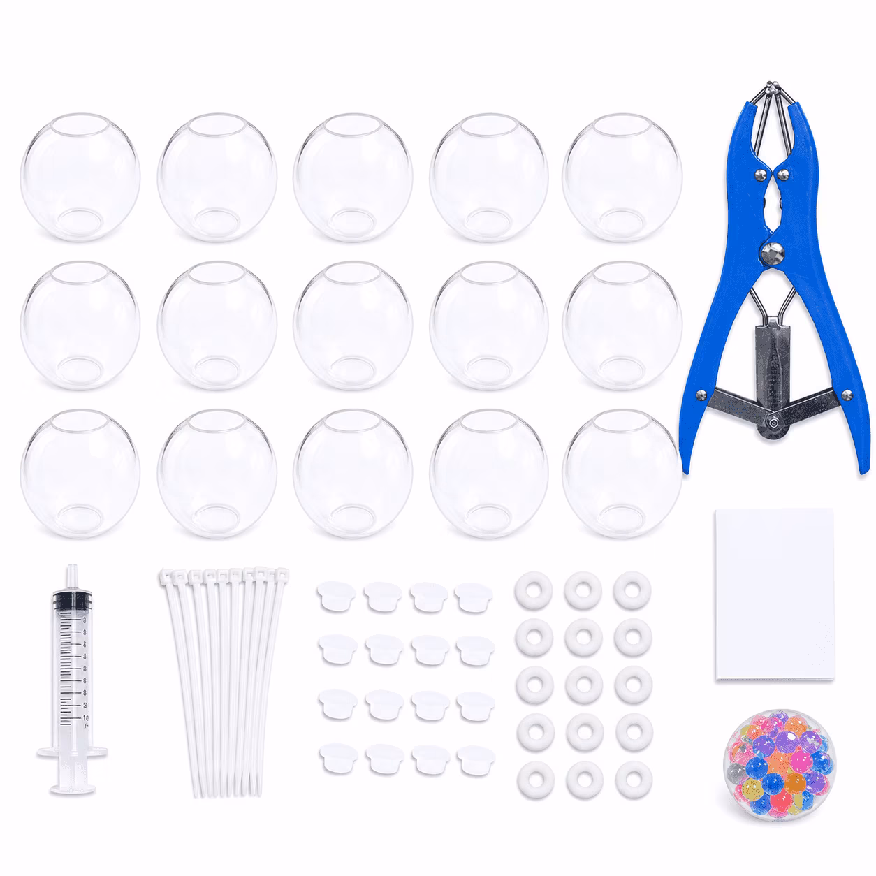 Beth 15 Pack DIY Stress Ball Making Kit, Clear Squishy Ball Shells with Assembly Tools, Sensory Squeeze Ball Craft Supplies, No Fillers Included