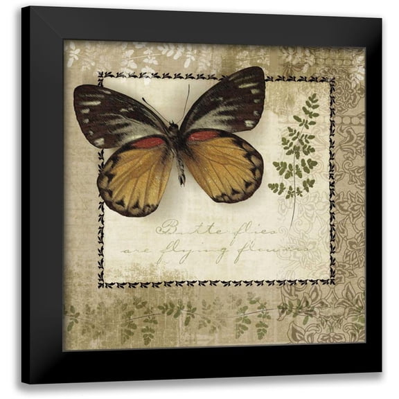 Beth Anne Creative 12x12 Black Modern Framed Museum Art Print Titled - Butterfly Notes V