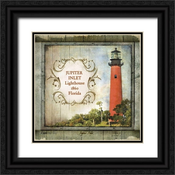 Beth Anne Creative 12x12 Black Ornate Wood Framed with Double Matting Museum Art Print Titled - Florida Lighthouse V