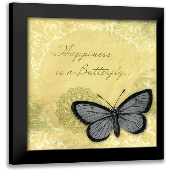 Beth Anne Creative 15x15 Black Modern Framed Museum Art Print Titled - Butterfly Notes XI