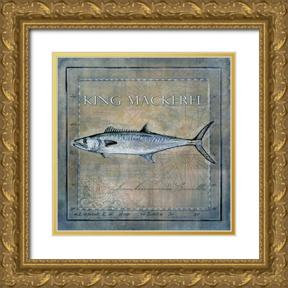 Beth Anne Creative 15x15 Gold Ornate Wood Framed with Double Matting Museum Art Print Titled - Ocean Fish III