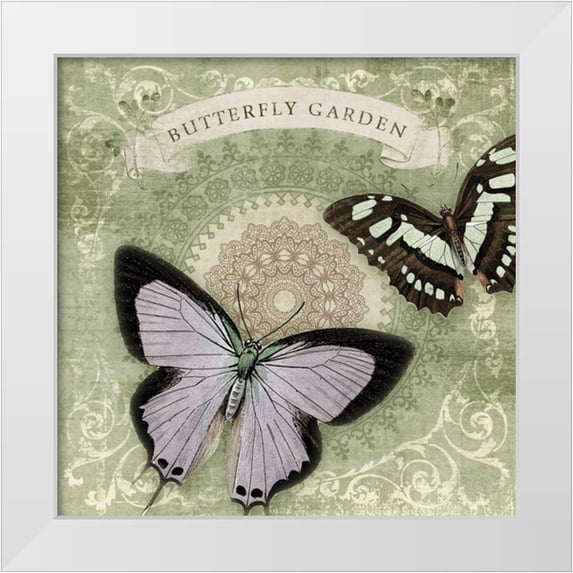 Beth Anne Creative 15x15 White Modern Wood Framed Museum Art Print Titled - Butterfly Notes XII