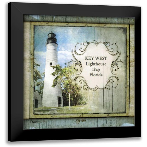 Beth Anne Creative 20x20 Black Modern Framed Museum Art Print Titled - Florida Lighthouse VI