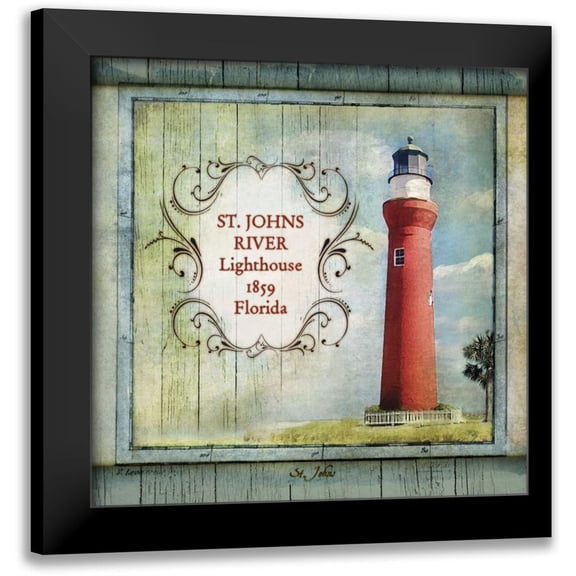 Beth Anne Creative 20x20 Black Modern Framed Museum Art Print Titled - Florida Lighthouse XI
