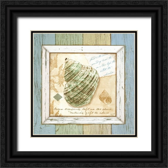 Beth Anne Creative 20x20 Black Ornate Wood Framed with Double Matting Museum Art Print Titled - Sea Treasures VI