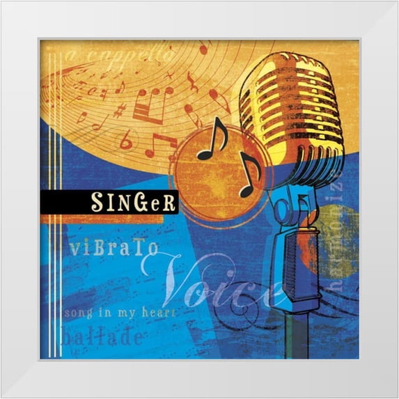 Beth Anne Creative 20x20 White Modern Wood Framed Museum Art Print Titled - Music Notes VIII