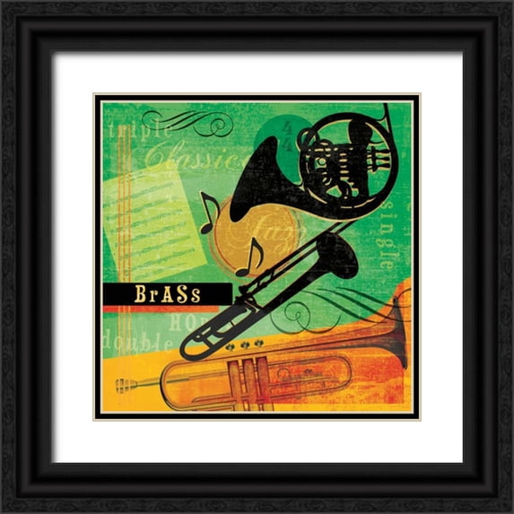 Beth Anne Creative 26x26 Black Ornate Wood Framed with Double Matting Museum Art Print Titled - Music Notes II