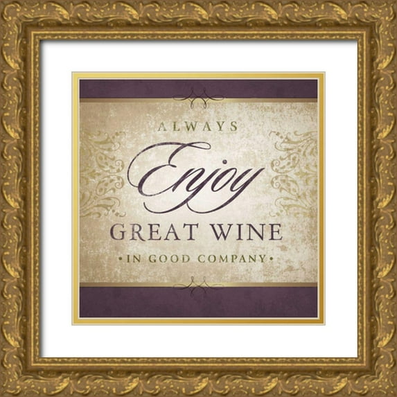 Beth Anne Creative 26x26 Gold Ornate Wood Framed with Double Matting Museum Art Print Titled - Wine Inspiration III