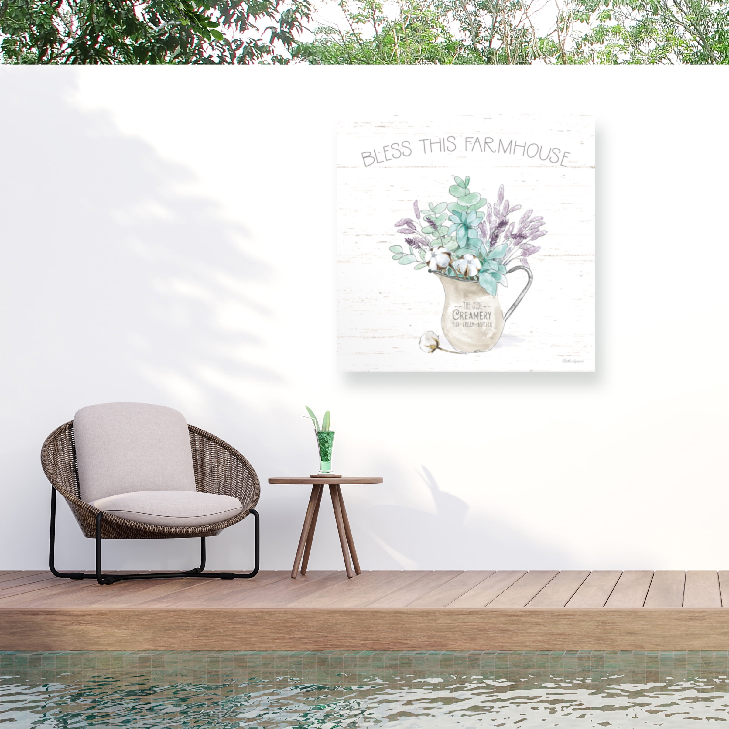 Beth Grove Farmhouse Cotton II Outdoor Canvas Print 18x18