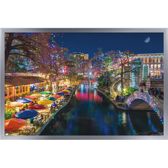 Beth Sheridan - San Antonio Holiday Wall Poster, 14.725" x 22.375", Framed