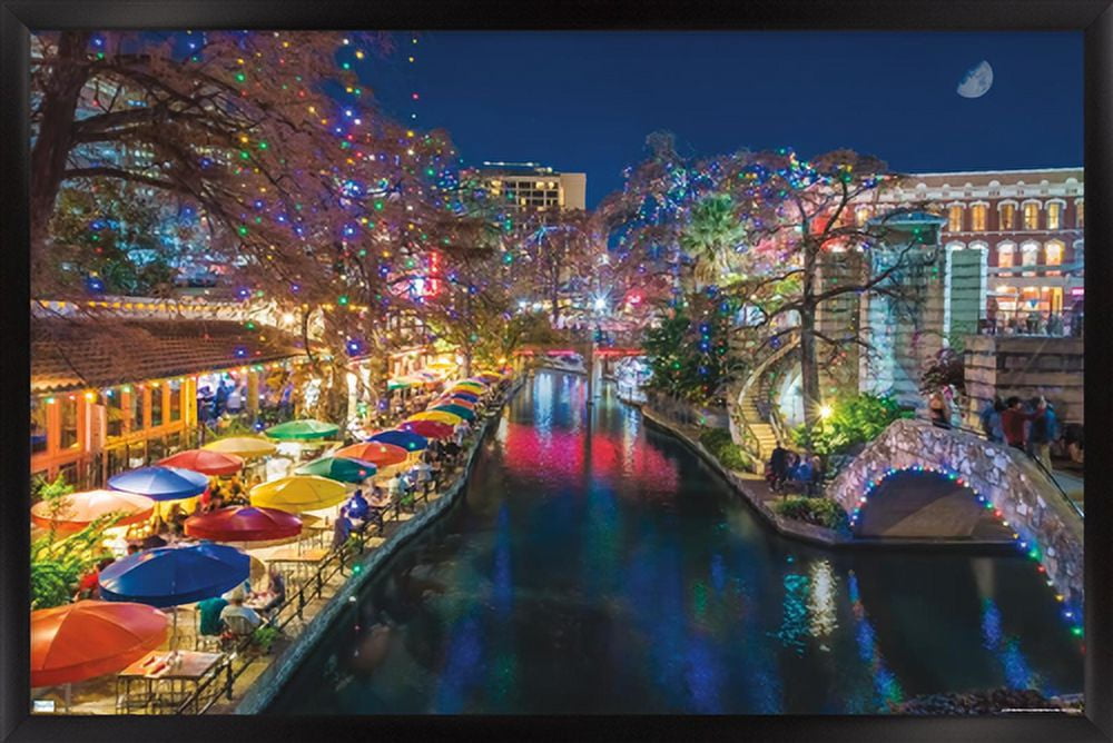 Beth Sheridan - San Antonio Holiday Wall Poster, 14.725" x 22.375", Framed
