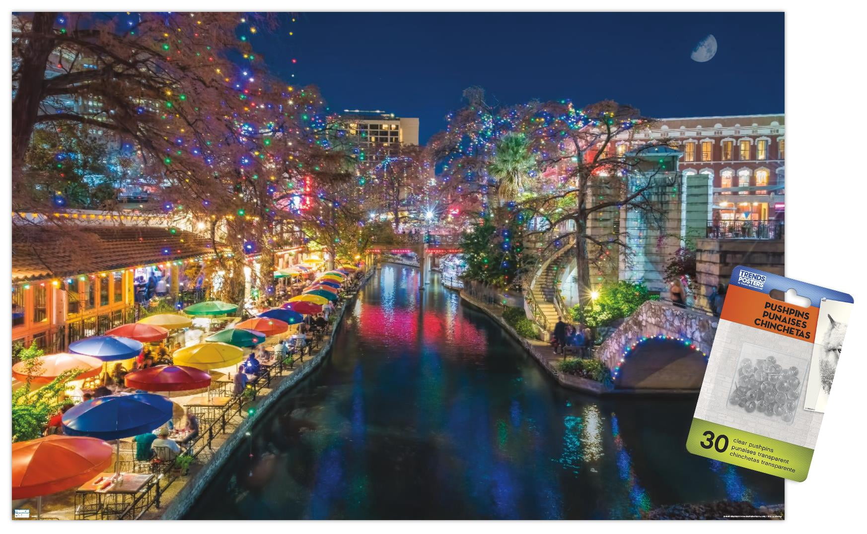 Beth Sheridan - San Antonio Holiday Wall Poster with Pushpins, 14.725" x 22.375"