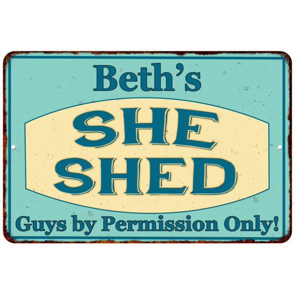 Beth's SHE SHED Metal Sign Wall Decor Gift 8x12 108120039202