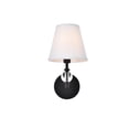 thumbnail image 1 of Bethany 1 light bath sconce in black with white fabric shade, 1 of 3