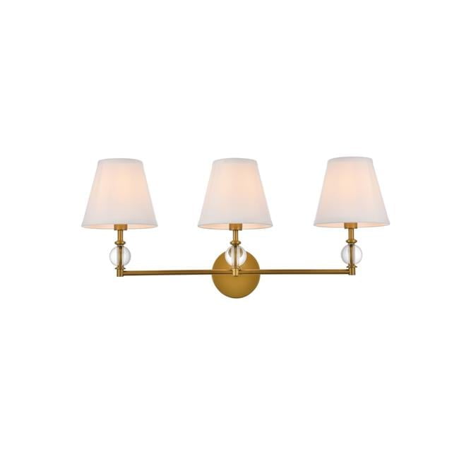 Bethany 3-Light Brass and White Fabric Wall Sconce