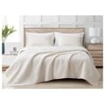 thumbnail image 1 of Bethany 3-Piece King Quilt Set - Floral Quilted Blanket Reversible Washed Microfiber Lightweight Bedspread - King Size, White, 1 of 9