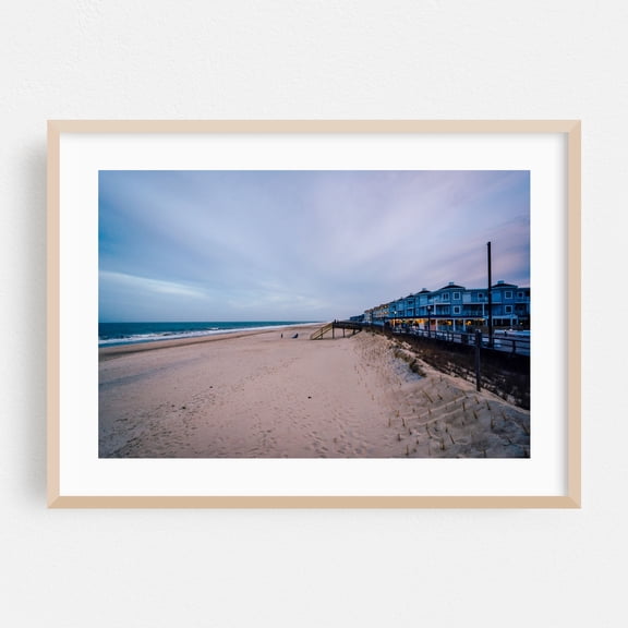 Bethany Beach - Bethany Beach Delaware Photography Beach Coastal Ocean Beach House Landscape Ocean Minimalist Sunset Oak Framed Wall Art Print 12 x 16 inches