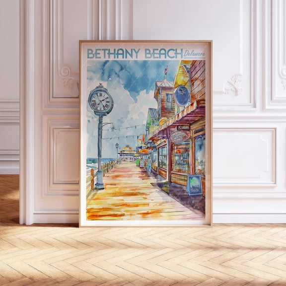Bethany Beach Delaware Coastal Wall Art Decor Unframed Paper Print
