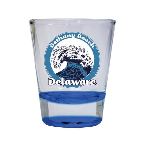 Bethany Beach Delaware Design B Souvenir 2 oz Round Shot Glass Blue