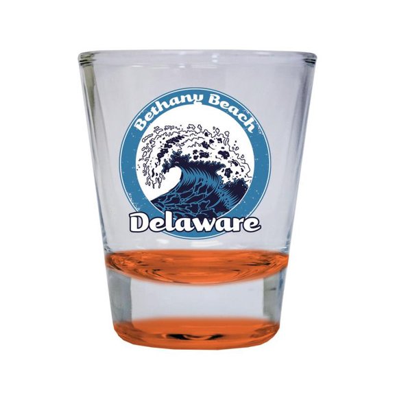 Bethany Beach Delaware Design B Souvenir 2 oz Round Shot Glass Orange