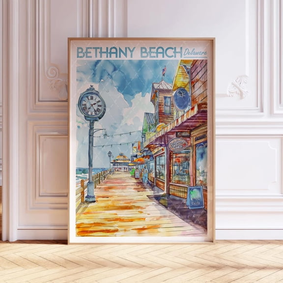 Bethany Beach Delaware Pastel Travel Unframed Paper Print