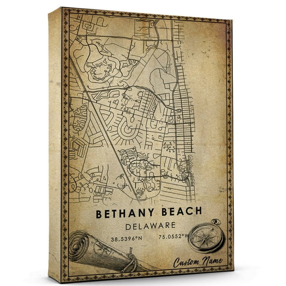 Bethany Beach Map Poster, Delaware Map Art Poster, Canvas, Bethany Beach Map City vintage Poster, Street Map Artwork Poster, Bethany Beach Map Canvas - 89AZ956