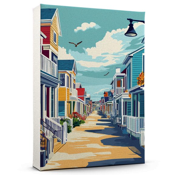 Bethany Beachs Travel Canvas, Delaware Canvas Print vintage, Colorful Bethany Beachs Decor City Road, Delaware Pictures Wall Art - 102AZ127