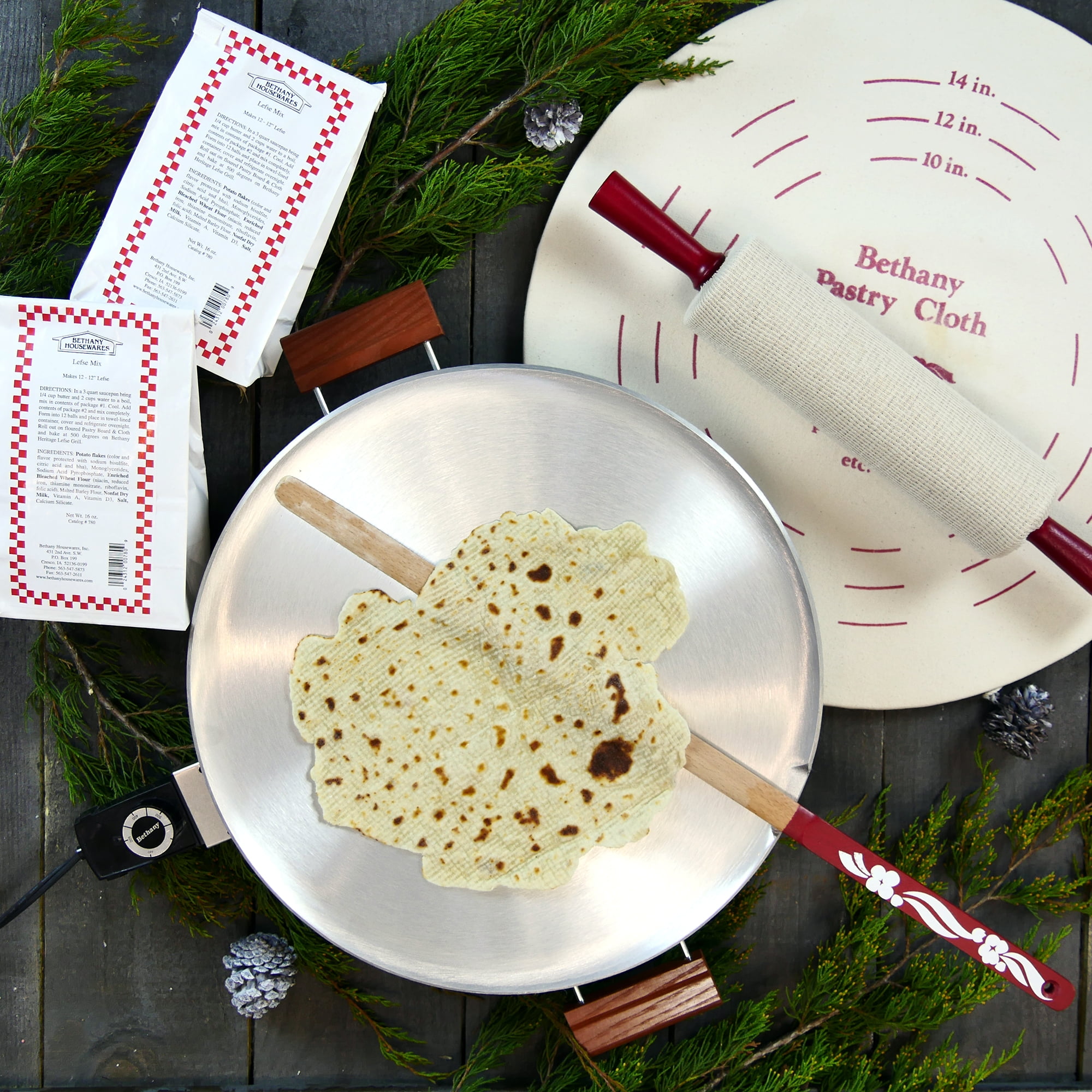 Bethany Housewares Norwegian Lefse Griddle Starter Kit with